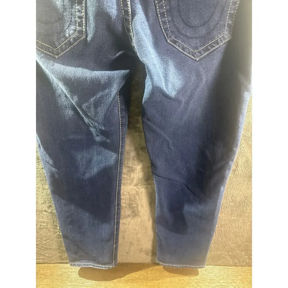 True Religion Geno Relaxed Slim Jeans Size 36 Men Big T Flap Pocket Blue Denim